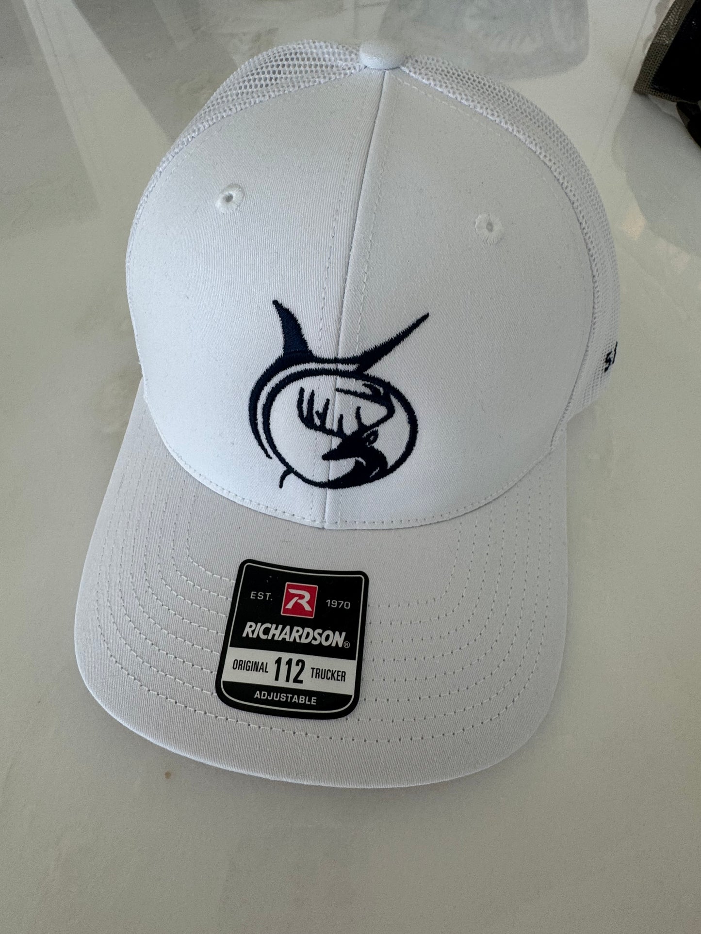 Richardson Hat - White with Navy Logo